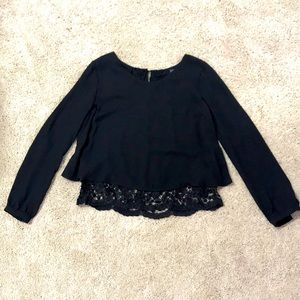 ASTR black blouse with lace back panel